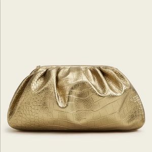Croc Embossed Clutch Gold